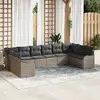 Image de vidaXL Ensemble de canapé de jardin 10 pcs Gris polyrotin