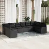 Image de vidaXL Ensemble de canapé de jardin 10 pc Noir polyrotin