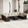 Image de vidaXL Ensemble de canapé de jardin 11 pcs Marron et blanc polyrotin