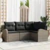 Image de vidaXL Ensemble de canapé de jardin 4 pc Gris polyrotin