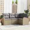Image de vidaXL Ensemble de canapé de jardin 4 pc Beige et Gris clair polyrotin