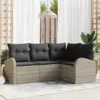 Image de vidaXL Ensemble de canapé de jardin 4 pc Gris clair polyrotin