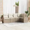 Image de vidaXL Ensemble de canapé de jardin 5 pcs Beige et blanc polyrotin