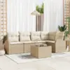 Image de vidaXL Ensemble de canapé de jardin 6 pc Beige et blanc polyrotin