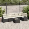 Image de vidaXL Ensemble de canapé de jardin 7 pc Noir et Blanc polyrotin