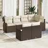 Image de vidaXL Ensemble de canapé de jardin 7 pcs Marron et blanc polyrotin