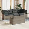 Image de vidaXL Ensemble de canapé de jardin avec coussin 7 pcs Gris polyrotin