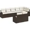 Image de vidaXL Ensemble de canapé de jardin 8 pcs Marron et blanc polyrotin