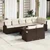 Image de vidaXL Ensemble de canapé de jardin 9 pc Marron et blanc polyrotin
