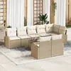 Image de vidaXL Ensemble de canapé de jardin 9 pc Beige et blanc polyrotin