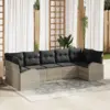 Image de vidaXL Ensemble de canapé de jardin 7 pcs Gris clair polyrotin