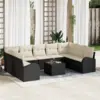 Image de vidaXL Ensemble de canapé de jardin 10 pc Noir et Blanc polyrotin