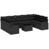 Image de vidaXL Ensemble de Canapés avec coussin 10 pcs Noir polyrotin, Canapé d'extérieur moderne pour jardin et terrasse, en poly rotin, banc stylé et pratique