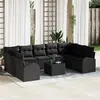Image de vidaXL Ensemble de canapé de jardin avec coussin 10 pcs Noir polyrotin