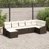 Image de vidaXL Ensemble de canapé de jardin 7 pcs Marron et Crème polyrotin
