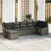Image de vidaXL Ensemble de canapé de jardin 7 pc Gris polyrotin