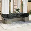 Image de vidaXL Ensemble de canapé de jardin 7 pc Gris clair polyrotin
