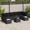 Image de vidaXL Ensemble de canapé de jardin 8 pc Noir polyrotin