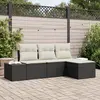 Image de vidaXL Ensemble de canapé de jardin 4 pcs Noir et Crème polyrotin