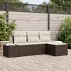 Image de vidaXL Ensemble de canapé de jardin 4 pc Marron et Crème polyrotin