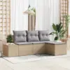 Image de vidaXL Ensemble de canapé de jardin 4 pc Beige et Gris clair polyrotin