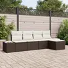 Image de vidaXL Ensemble de canapé de jardin 5 pc Marron et Crème polyrotin