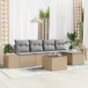Image de vidaXL Ensemble de canapé de jardin 5 pc Beige et Gris clair polyrotin