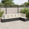 Image de vidaXL Ensemble de canapé de jardin 6 pcs Noir et Crème polyrotin