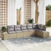 Image de vidaXL Ensemble de canapé de jardin 6 pc Beige et Gris clair polyrotin