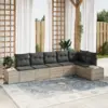 Image de vidaXL Ensemble de canapé de jardin 6 pcs Gris clair polyrotin