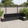 Image de vidaXL Ensemble de canapé de jardin avec stockage 6 pcs Noir polyrotin
