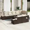 Image de vidaXL Ensemble de canapé de jardin 9 pc Marron et Crème Poly rotin