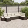 Image de vidaXL Ensemble de canapé de jardin 7 pcs Marron Poly rotin