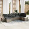 Image de vidaXL Ensemble de canapé de jardin avec coussin 7 pcs Gris Poly rotin