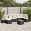 Image de vidaXL Ensemble de canapé de jardin 7 pc Noir polyrotin