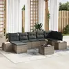 Image de vidaXL Ensemble de canapé de jardin avec coussin 7 pcs Gris polyrotin
