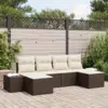 Image de vidaXL Ensemble de canapé de jardin 4 pc Marron et Crème polyrotin