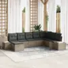 Image de vidaXL Ensemble de canapé de jardin 8 pc Gris polyrotin