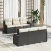 Image de vidaXL Ensemble de canapé de jardin 7 pc Noir et Crème polyrotin