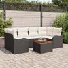 Image de vidaXL Ensemble de canapé de jardin 7 pc Noir et Crème polyrotin