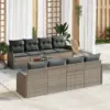 Image de vidaXL Ensemble de canapé de jardin 9 pc Gris polyrotin