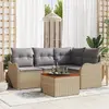 Image de vidaXL Ensemble de canapé de jardin 5 pc Beige et Gris clair polyrotin