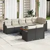 Image de vidaXL Ensemble de canapé de jardin 9 pc Noir et Crème polyrotin
