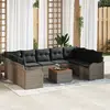 Image de vidaXL Ensemble de canapé de jardin 10 pc Gris polyrotin