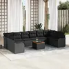 Image de vidaXL Ensemble de canapé de jardin 11 pc Noir polyrotin