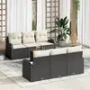 Image de vidaXL Ensemble de canapé de jardin 7 pc Noir et Crème polyrotin