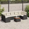 Image de vidaXL Ensemble de canapé de jardin 8 pc Noir et Crème polyrotin