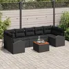 Image de vidaXL Ensemble de canapé de jardin 8 pc Noir polyrotin