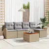 Image de vidaXL Ensemble de canapé de jardin 6 pc Beige et Gris clair polyrotin