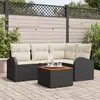 Image de vidaXL Ensemble de canapé de jardin 5 pcs Noir et Crème polyrotin